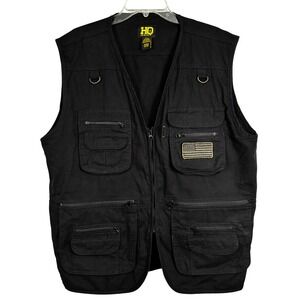 HQ Issue Tactical Utility Vest Mens XL Black Multi-Pocket Fishing Hunting Gear